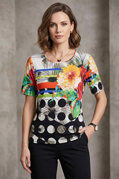 YXL COLLECTION Γυναικεία μπλούζα μεγάλου μεγέθους Lycra με λαιμόκοψη ποδηλάτο...