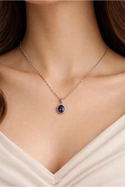 Vira Rise Women's Silver Color Stainless Steel Purple Crystal Stone Oval Antu...