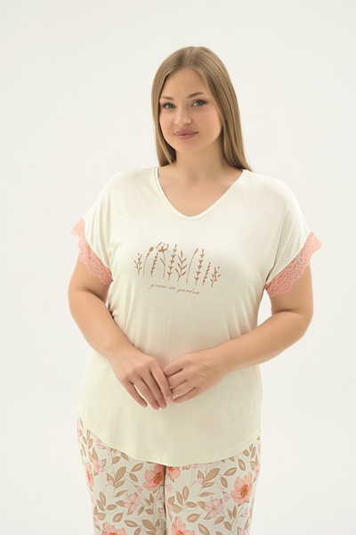 Sevim 17385 Women's Big Size Printed Pajama Set