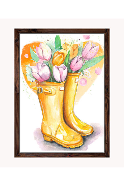 woodretro , Εγώ μεγαλώνω τα λουλούδια μου, Τοιχογραφία διακόσμησης σπιτιού, Μ...