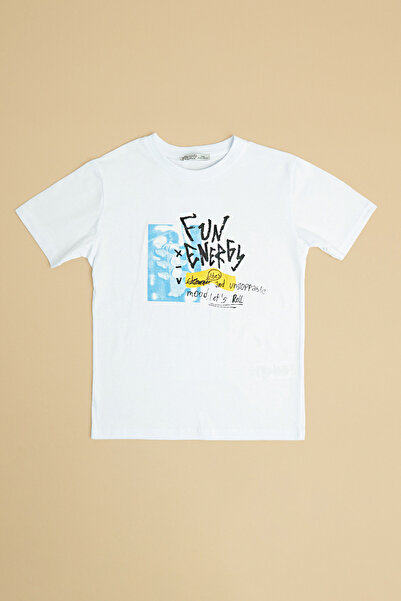 Fulla Moda Μπλουζάκι για αγόρια με στάμπα Fun Energy και λαιμόκοψη ποδηλάτου