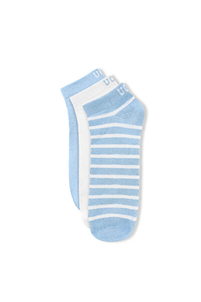UCLA Lioren 3-Pack Sky Blue Short Jacquard Cotton Standard Fit Unisex Socks