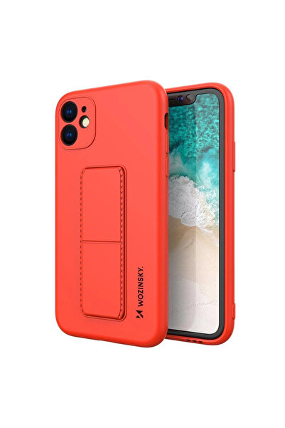 WOZINSKY Husă din silicon cu suport pentru iPhone 11 Pro Max, roșie