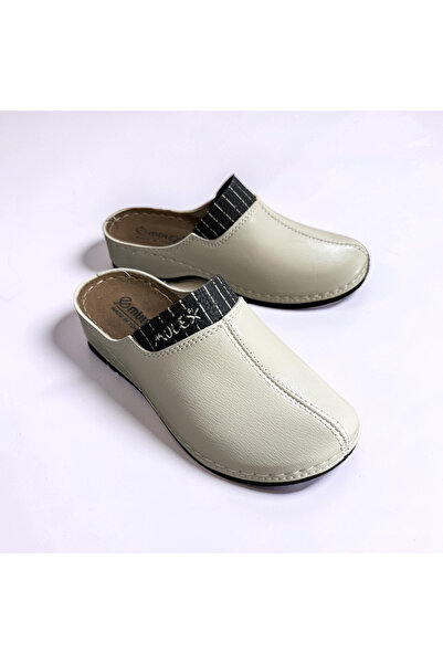 MULEX Women's Beige Stitched Orthopedic Sole Closed Slippers