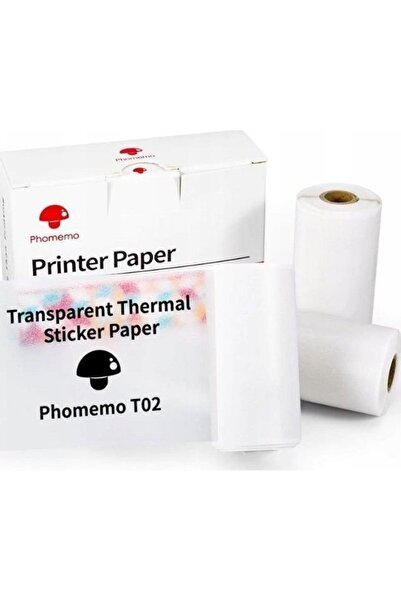 Phomemo Autocolante adezive din hârtie, transparente, 3 role, pentru T02/M02 ...