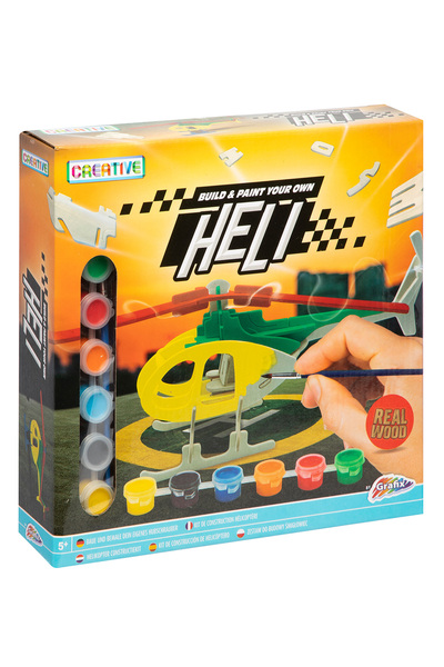 GRAFİX Elicopter din lemn, 6 vopsele + pensulă