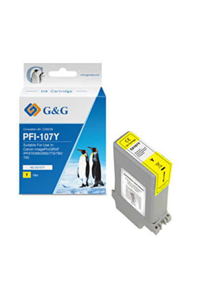 G&G Cartuș de cerneală compatibil cu PFI107Y, NC-00107Y, 6708B001, galben, 130ml
