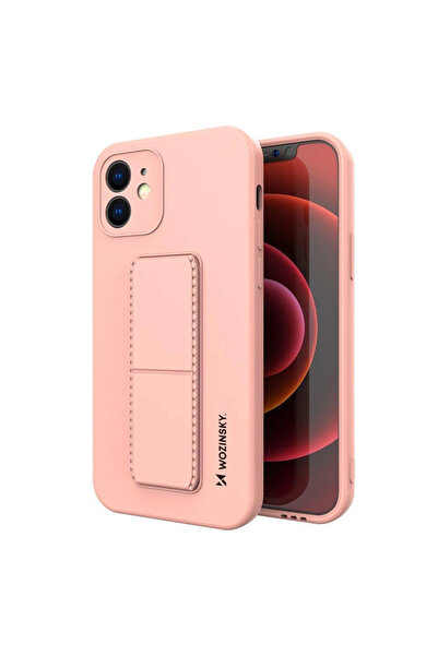 WOZINSKY Husă cu suport din silicon pentru iPhone XS Max, roz