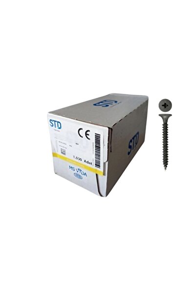 Std Alçıpan Vidası, Sık Dişli Sivri Uçlu Borazan, 3.5x25 mm, Std, 1P=1000 adet