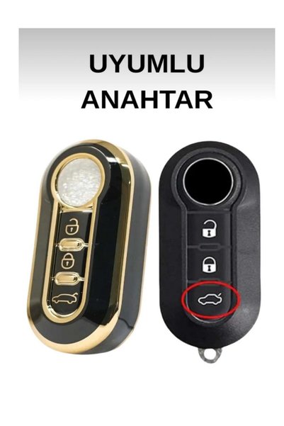 ÖZEN KEYS غطاء مفتاح نانو متوافق مع فيات دوبلو دوكاتو بونتو برافو بوكسر جمبر بثلاثة أزرار، أسود ذهبي