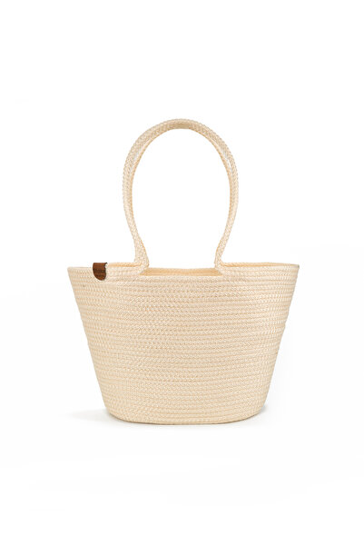 SHAKA Κρεμ Χειροποίητη τσάντα Shk314, Ψάθινη, για την Παραλία, για τα Χέρια, ...