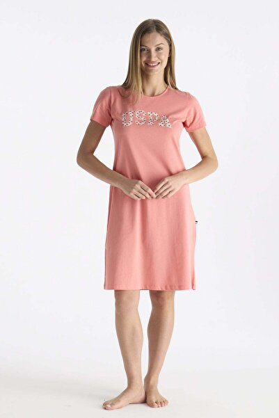 U.S. Polo Assn. U.S. Polo Assn. 20200 Γυναικείο κοντομάνικο νυχτικό-κοραλί