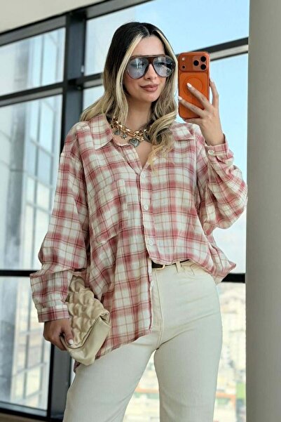 Lijuri Πουκάμισο Oversize με καρό σχέδιο και τσέπες 3512