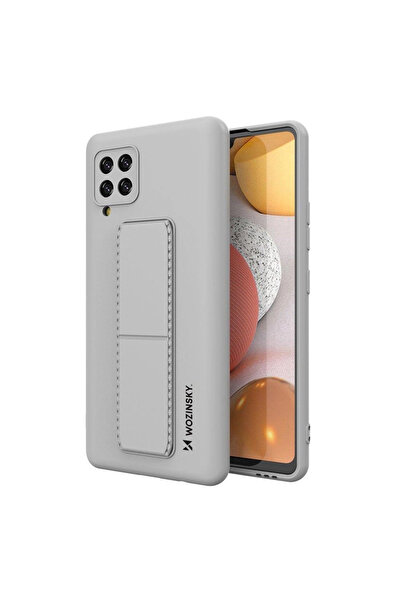 WOZINSKY Husă din silicon cu suport pentru Samsung Galaxy A42 5G, gri