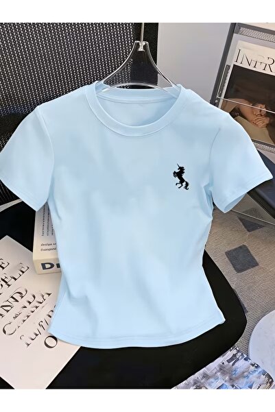 Touz Moda بلوزة قصيرة بحزام على الخصر بتصميم ريترو ستريت وير هورس كلوب