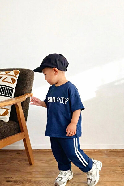 Monila Σετ για αγόρια σε μπλε ναυτικό χρώμα με στάμπα από βαμβάκι