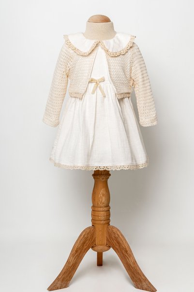 Bebezade Baby Girl Lıora Long Sleeve Bow Detailed Muslin Dress