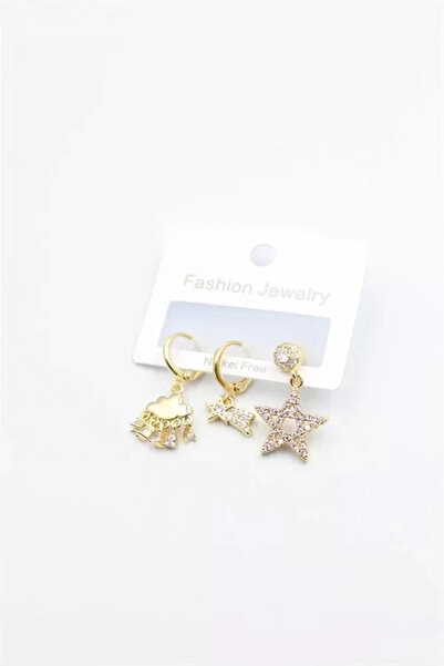Generic Brand 3-Piece Star Earrings - Gold