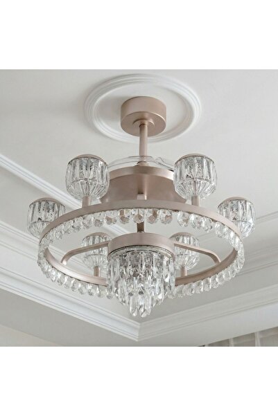 Danube Home Casa Roma LED Ceiling Fan Chandelier Remote 3 Color Light Champag...