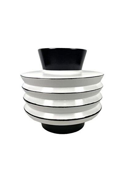 Generic Mirabella Ceramic Vase 30X30X30 cm -Black/White