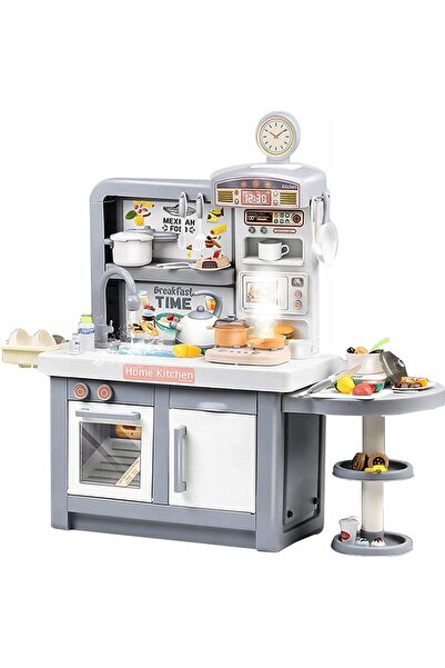 LeanToys Dream Kitchen For Children Lights Sounds Steam Accessories Gray