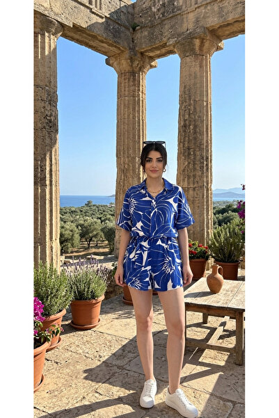 solyen viskon gömlek yaka kısa tulum