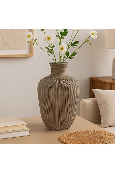 euphoria Terracota Trumpet Vase Antique Brown