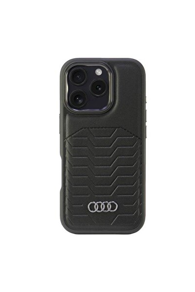 Audi Husă rigidă din piele sintetică MagSafe pentru iPhone 16 Pro 6.3 " negru...