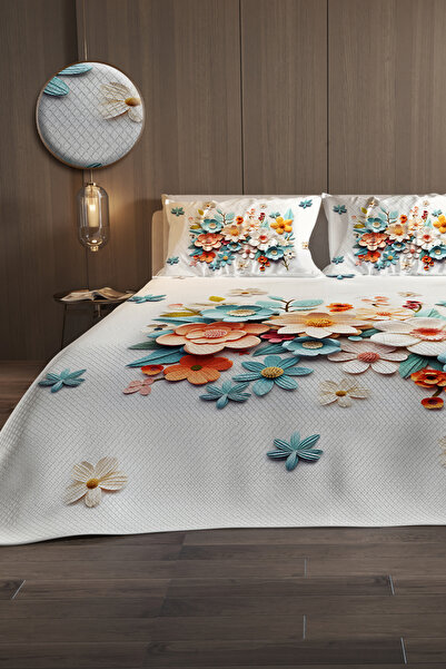 MonoHome 100% Βαμβακερό Σετ Κουβερλί Διπλού Μεγέθους Πικέ Ειδικής Ύφανσης Lotus