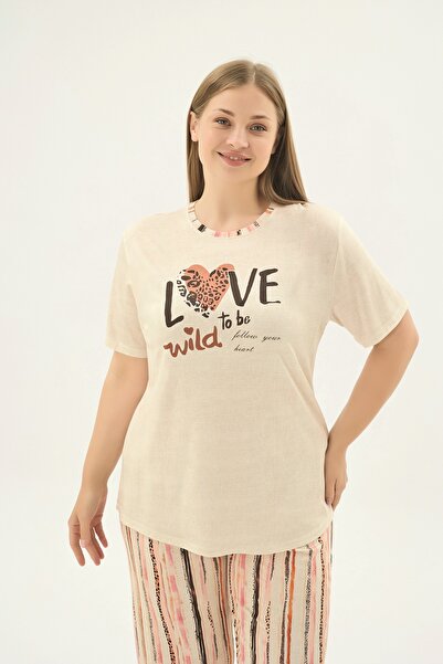 Sevim 17644 SET DE PIJAMALE SCURTE IMPRIMATE PENTRU FEMEI, MĂRIMI MARI