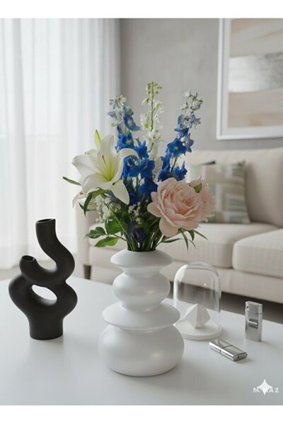 Velorahomee Βάζο Σκανδιναβικού Στυλ σε Λευκό Χρώμα Ζαφείρι 20 εκ.