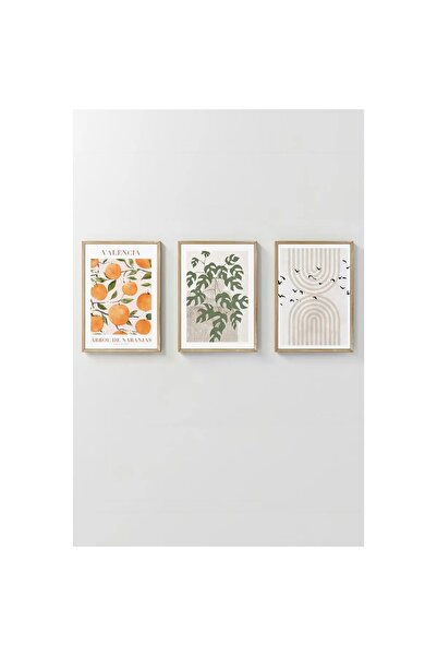 OEM Set de tablouri decorative Re-Bloom, 3 piese, MDF/lemn masiv, multicolor,...