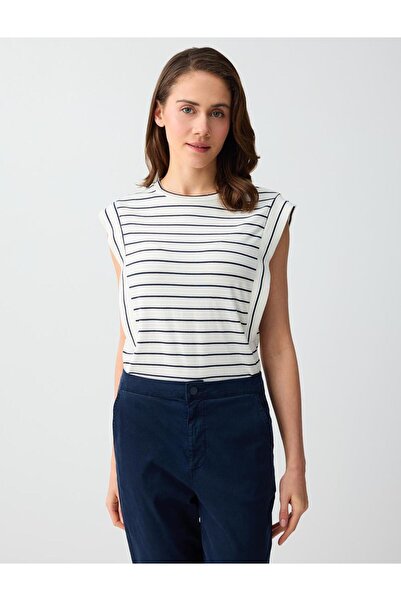 Jimmy Key Πλεκτή μπλούζα χωρίς μανίκια με λαιμόκοψη ποδηλάτου και μοτίβο σε α...