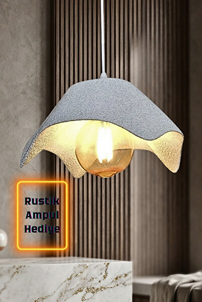 decory Petria Beton Görünümlü Sarkıt Avize - İskandinav Stil Tekli Sarkıt Avi...