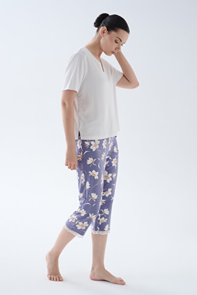 Hays Kadın Viskoz Kısa Kollu V Yaka Midi Pijama Takımı