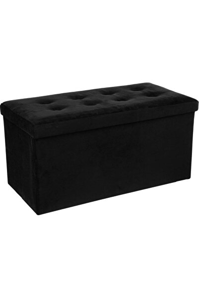 Atmosphera Pouf Velvet, black, 76 cm x 38 cm x 38 cm