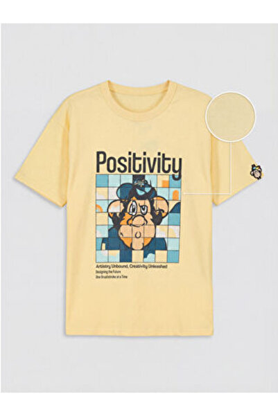LC Waikiki New Season Yellow Nostalgic Monkey Printed Unisex Kids T-Shirt