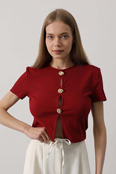 vuvutasarım Νέα σεζόν Γυναικεία μπλούζα με κουμπιά και κοντό μανίκι 31258