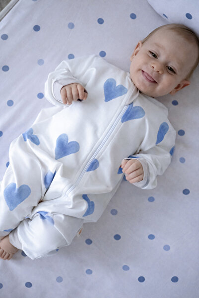 Lollie Baby&Kids كيس نوم للأطفال 1.0 TOG، مودال وقطن - قلوب زرقاء
