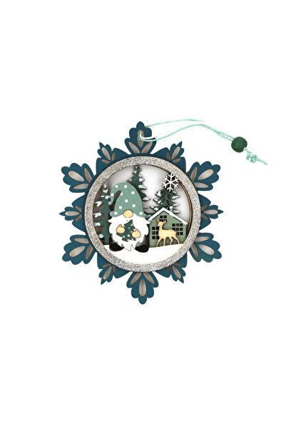 Gift Design Ornament pentru bradul de Crăciun, fulg de nea cu pitic, 11x11 cm