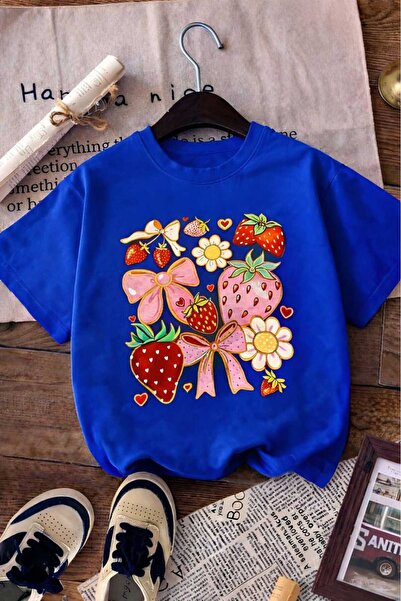 E-ROMA Παιδικό μπλουζάκι unisex με στάμπα κορδέλας και φράουλας 5GH3