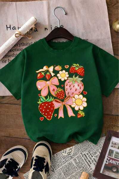 BENROMA Παιδικό μπλουζάκι unisex με στάμπα κορδέλας και φράουλας 5GH3