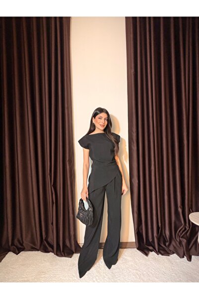 LOISY Γυναικείο Σετ Παντελόνι και Ασύμμετρη Μπλούζα με Επένδυση