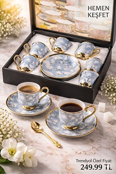 OEM Elegant Coffee Set – 6 Cups + 6 Saucers - Porcelain