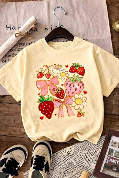 DM DOLCE MORE Παιδικό μπλουζάκι unisex με στάμπα κορδέλας και φράουλας 5GH3