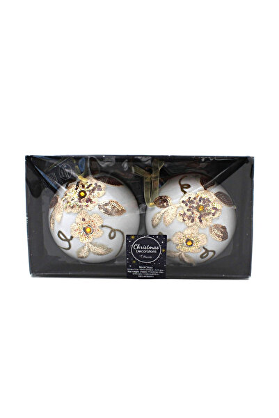 DECORIS Σετ 2 κομψές λευκές σφαίρες