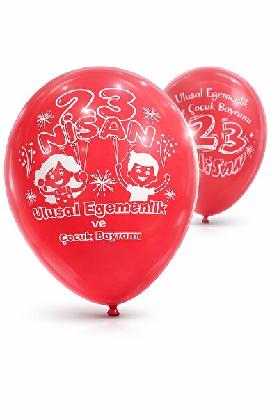 Bkmc 👉   (50 Pieces) April 23Rd Themed Printed Red Balloons – National Sover...