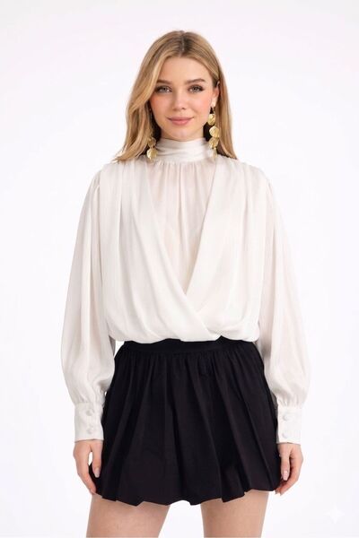 EFENDİX Απλή σατέν μπλούζα