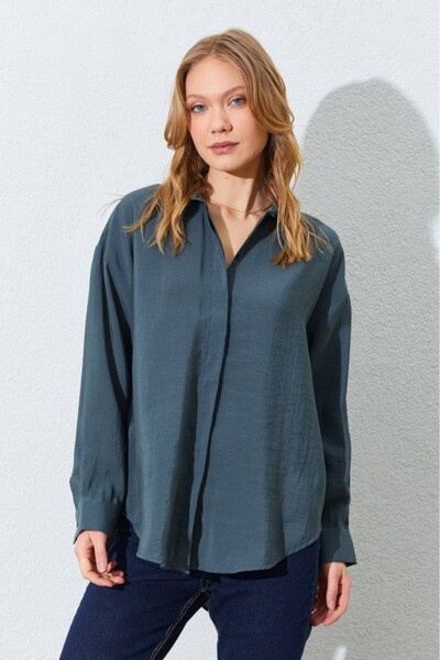 CGA Γυναικείο πουκάμισο Modal, Ύφασμα Modal, Γυναικείο πουκάμισο Χακί, Άνετο ...