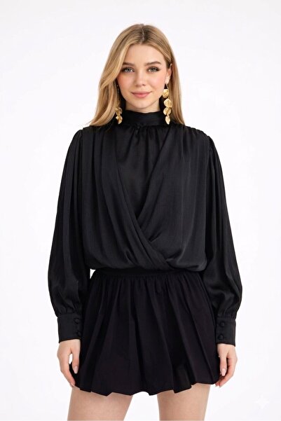 EFENDİX Απλή σατέν μπλούζα